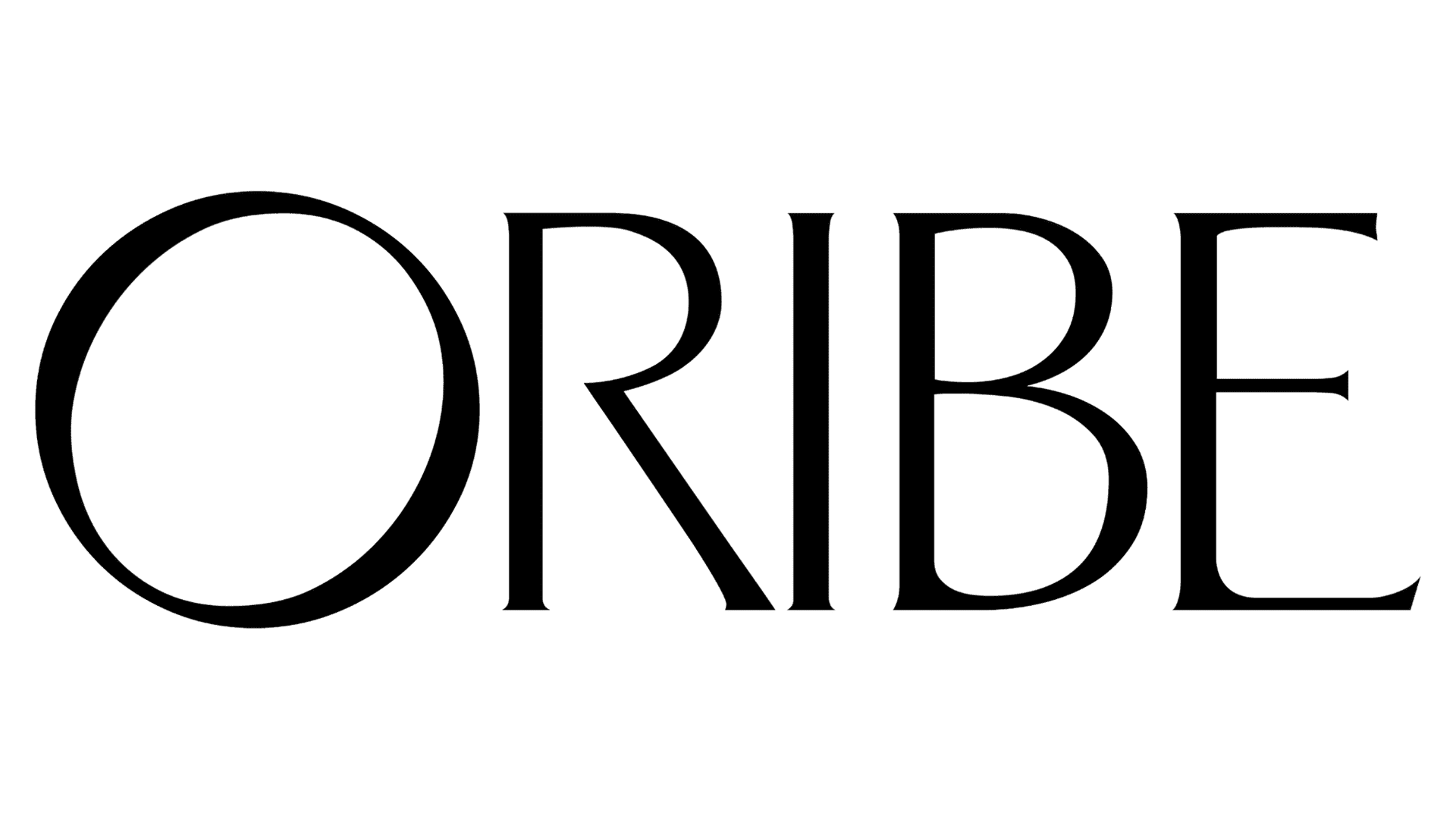 Oribe logo with bold, elegant black lettering on a transparent background.